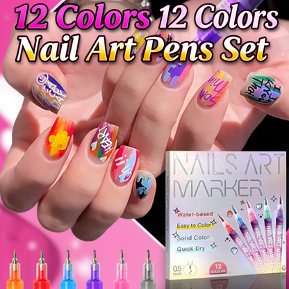 💅12 Colors Nail Art Pens Set💜for DIY Nail Art Quick Drying Acrylic Painting and 3D Dot Embroidery mma acrylic nail