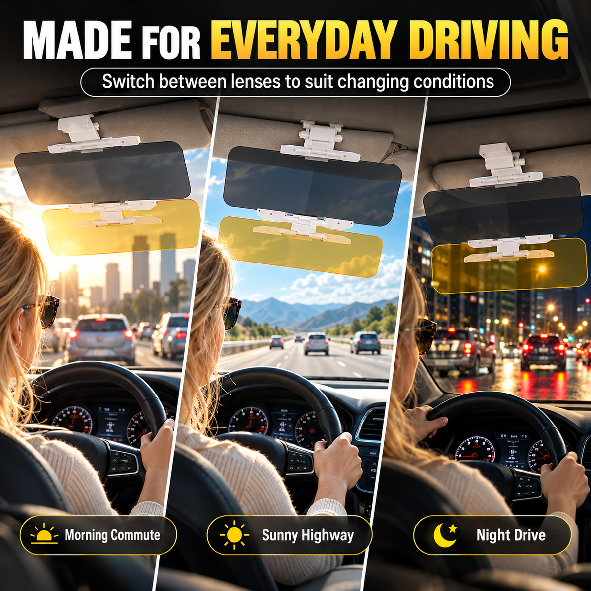 Universal HD Anti-Glare Car Visor for Day & Night-Upgraded Mirror Version