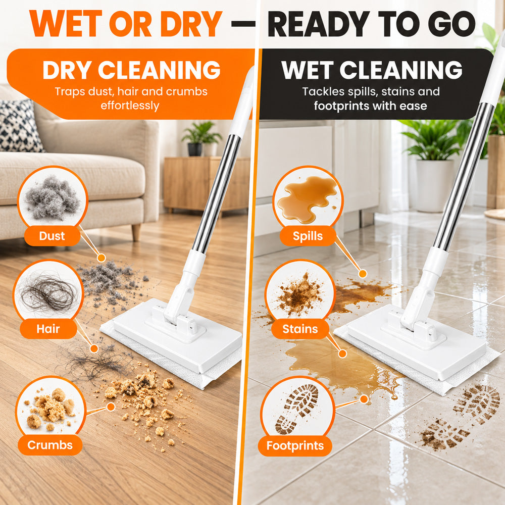 ⏳LAST DAY SALE ONLY🔥Extendable Telescopic Disposable Flat Clip Mop, 360° Swivel Lightweight Floor Mop