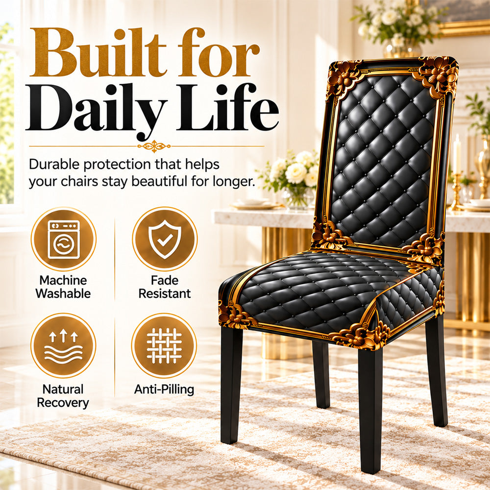 ⏳Time-Limited Special⏰Washable Stretch Chair Cover – Baroque Gilded Print, High‑Density Elastic Fabric ✨