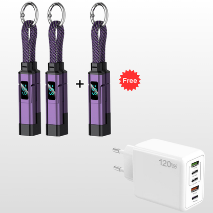 🔥HOT SALE 40% OFF🔥4-in-1 Digital Display Keychain Charging Cable