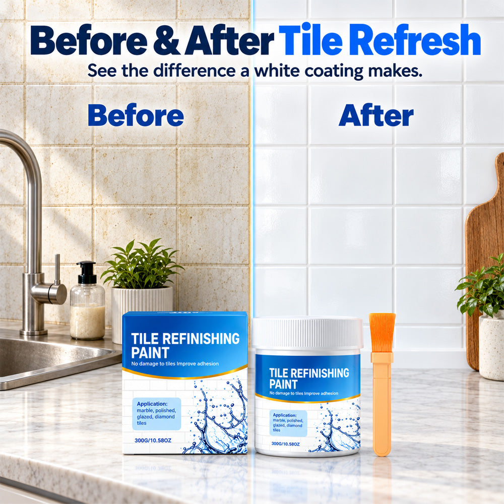 White Tile Refinishing Paint with Brush/✨ REFRESH OLD, STAINED SURFACES