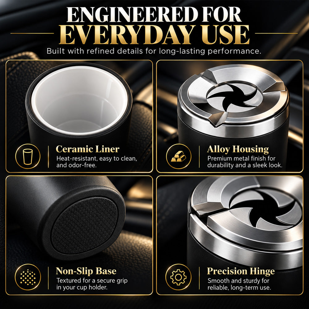 🚗Rotating Car Ashtray with Ceramic Inner Liner---A Cleaner Car Starts With One Small Upgrade