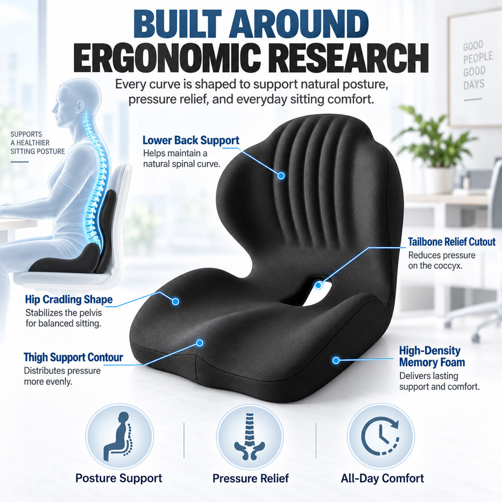 🪑 56% OFF NOW! ✨ Ergonomic memory foam seat cushion with back support – comfortable & supportive for home, office, and car 💺🛡️
