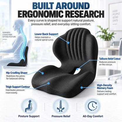 🪑 56% OFF NOW! ✨ Ergonomic memory foam seat cushion with back support – comfortable & supportive for home, office, and car 💺🛡️