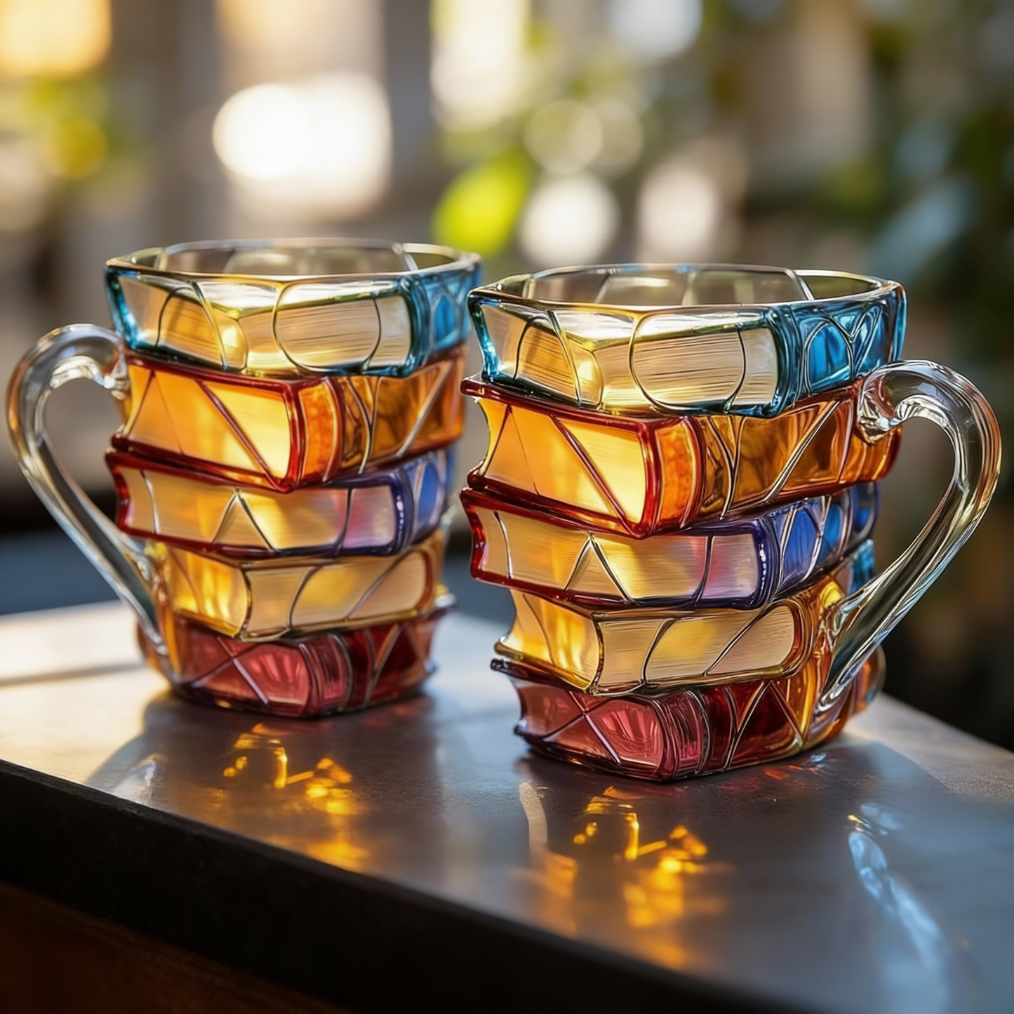 📚🍸Innovative 3D Painting Book Coffee Cup, Unique Stacked Book Mug, Perfect Gift for Literature Lovers, Creative Colorful Book Gift