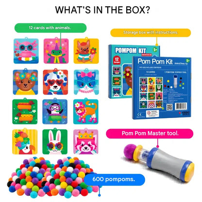 Pom Pom Kit – create soft 3D animals with fluffy pom poms, without any mess! (Ages 5+)