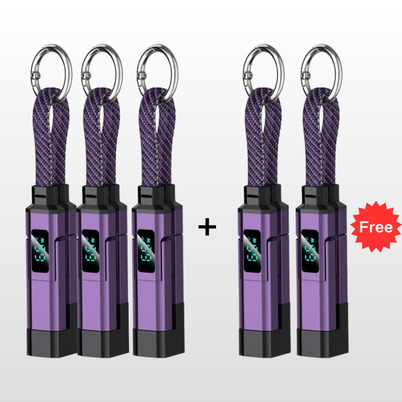 🔥HOT SALE 40% OFF🔥4-in-1 Digital Display Keychain Charging Cable