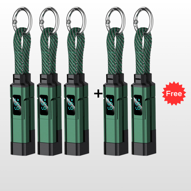🔥HOT SALE 40% OFF🔥4-in-1 Digital Display Keychain Charging Cable