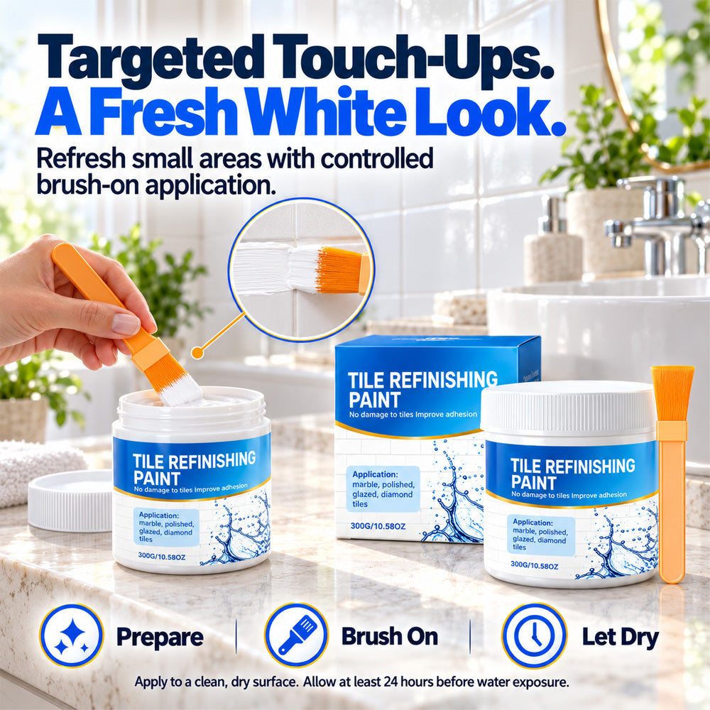 White Tile Refinishing Paint with Brush/✨ REFRESH OLD, STAINED SURFACES