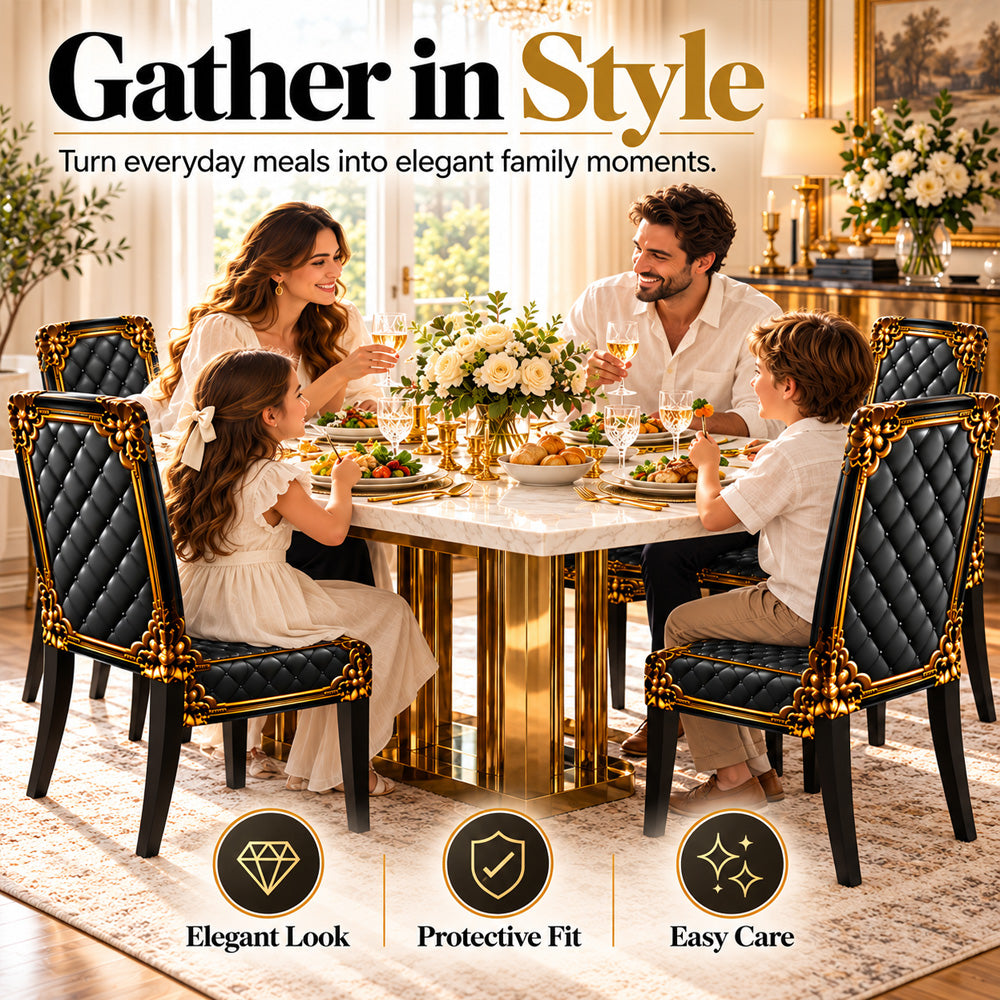 ⏳Time-Limited Special⏰Washable Stretch Chair Cover – Baroque Gilded Print, High‑Density Elastic Fabric ✨