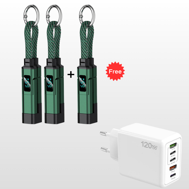 🔥HOT SALE 40% OFF🔥4-in-1 Digital Display Keychain Charging Cable