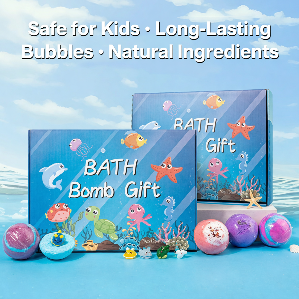 🛁 [12-piece gift set with bath bombs for children 💙] – A new surprise from the underwater world every day for 12 days! 🐳 🎁