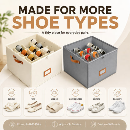 ⏰🔥LIMITED TIME 49% OFF! 👟 Fabric Shoe Organizer Storage Box – Foldable, Large Capacity, Dustproof & Breathable for Closet & Bedroom 🧺✨