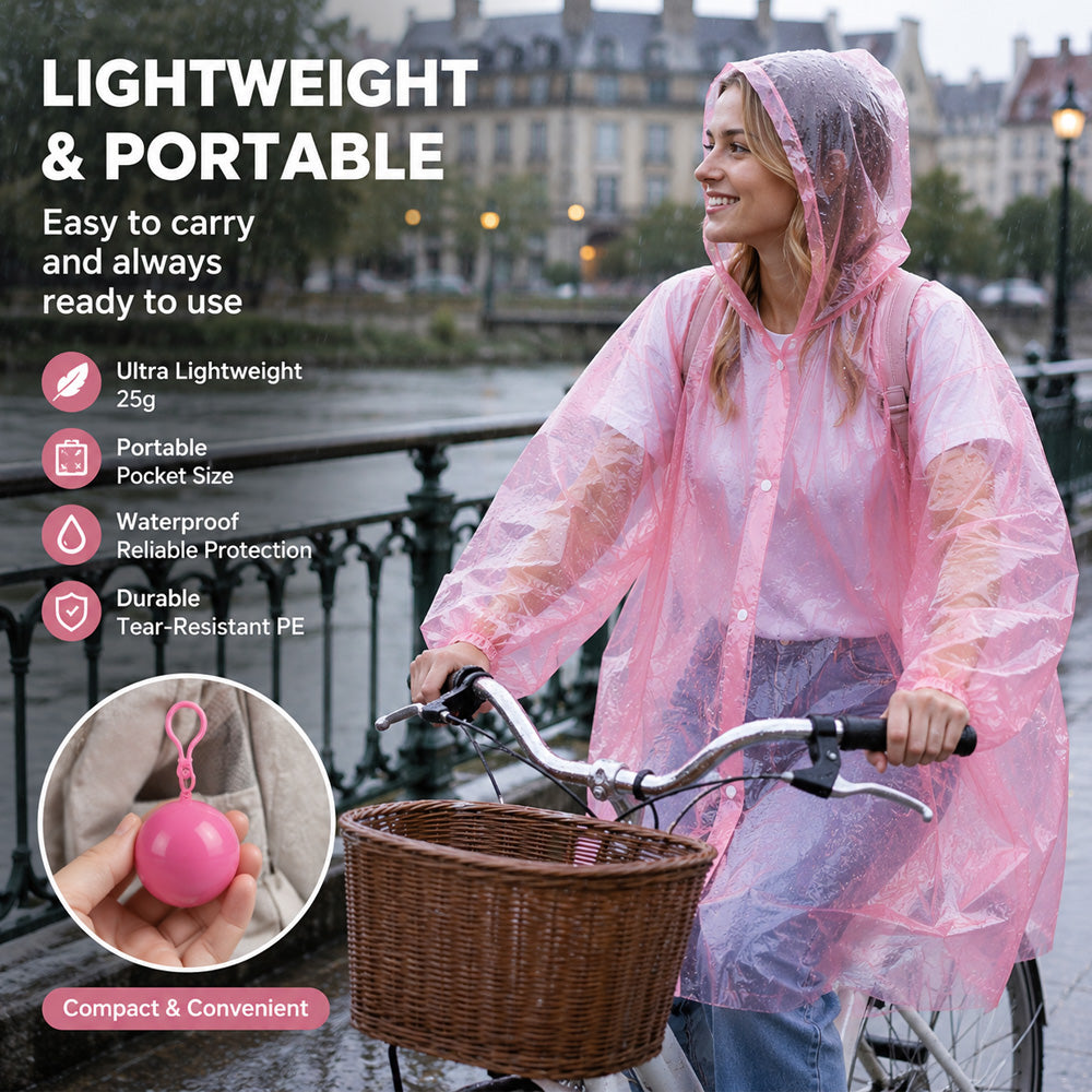 🌧️50% OFF NOW! Pocket‑Size Disposable Raincoat for Unexpected Showers, Compact Ball‑Packaged Waterproof Emergency Poncho, One‑Size‑Fits‑All Lightweight Rain Protection for Travel, Hiking & Outdoor Events