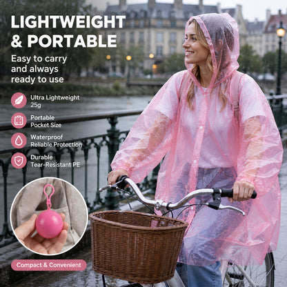 🌧️50% OFF NOW! Pocket‑Size Disposable Raincoat for Unexpected Showers, Compact Ball‑Packaged Waterproof Emergency Poncho, One‑Size‑Fits‑All Lightweight Rain Protection for Travel, Hiking & Outdoor Events