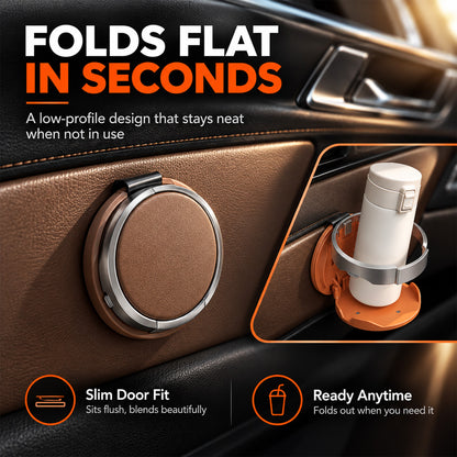 🥤🔥 LIMITED-TIME OFFER £16.99 TODAY.Universal Foldable Car Cup Holder with Hook, Space-Saving Vehicle Drink Holder for Bottles, Coffee Cups & Tumblers