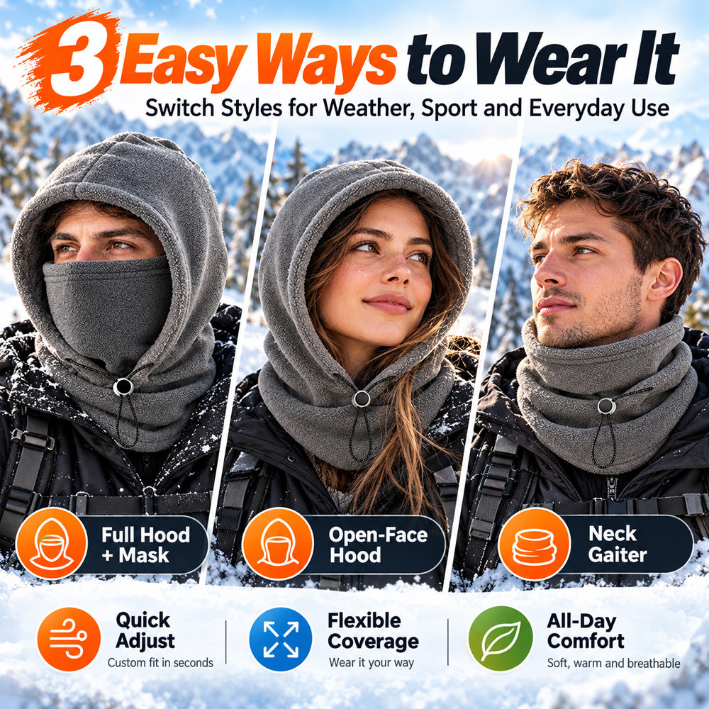 ⌛❄️Limited‑Time 60% OFF ❄️ 3-in-1 Coverage | Thermal Balaclava Face Mask with Adjustable Drawstring