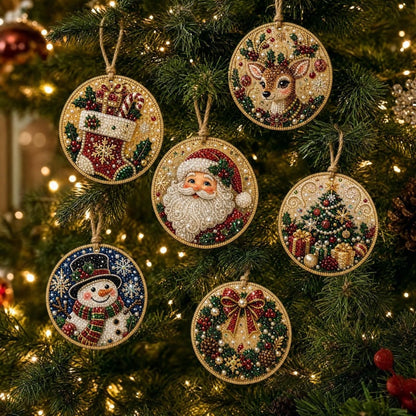 🎅🎄Christmas DIY Diamond Painting Ornaments Kit – Xmas Tree Hanging Craft Decoration✨🎁