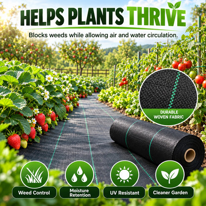 🌿 50% OFF NOW! 🧵 Weed Control Fabric – Blocks Sunlight, Breathable & Perfect for Garden Beds & Pathways 📉