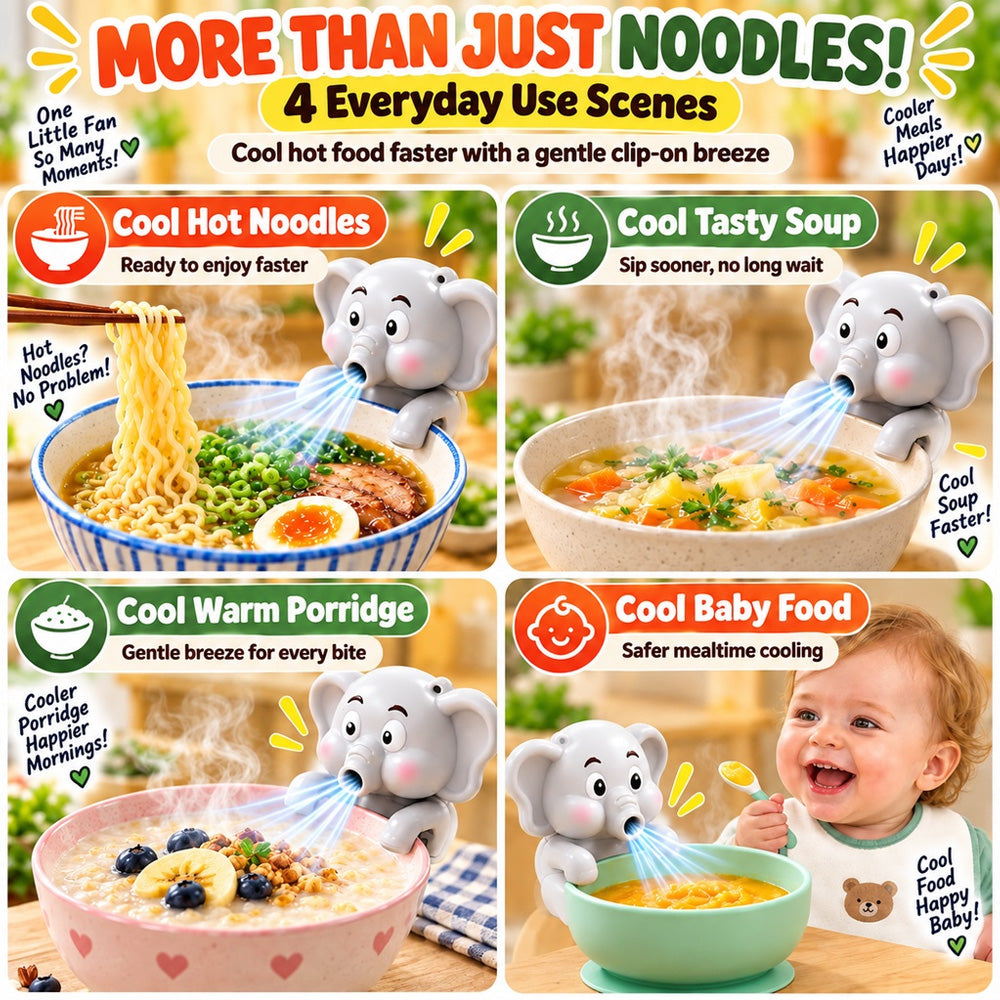 🌬️🦖Clip‑On Mini Fan, Dinosaur & Elephant Styles for Soup, Tea & Coffee