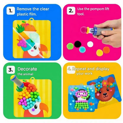 Pom Pom Kit – create soft 3D animals with fluffy pom poms, without any mess! (Ages 5+)