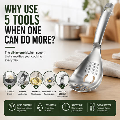 🥄BUY 1 – GET 1 FREE: 304 Stainless Steel Multifunctional Kitchen Spoon 🍔