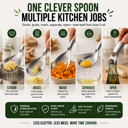 🥄BUY 1 – GET 1 FREE: 304 Stainless Steel Multifunctional Kitchen Spoon 🍔