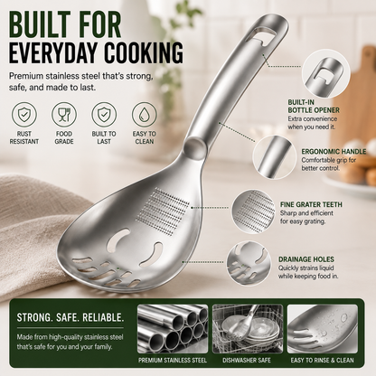 🥄BUY 1 – GET 1 FREE: 304 Stainless Steel Multifunctional Kitchen Spoon 🍔