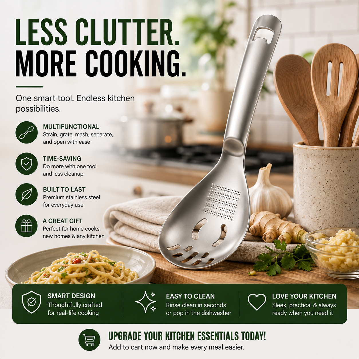 🥄BUY 1 – GET 1 FREE: 304 Stainless Steel Multifunctional Kitchen Spoon 🍔