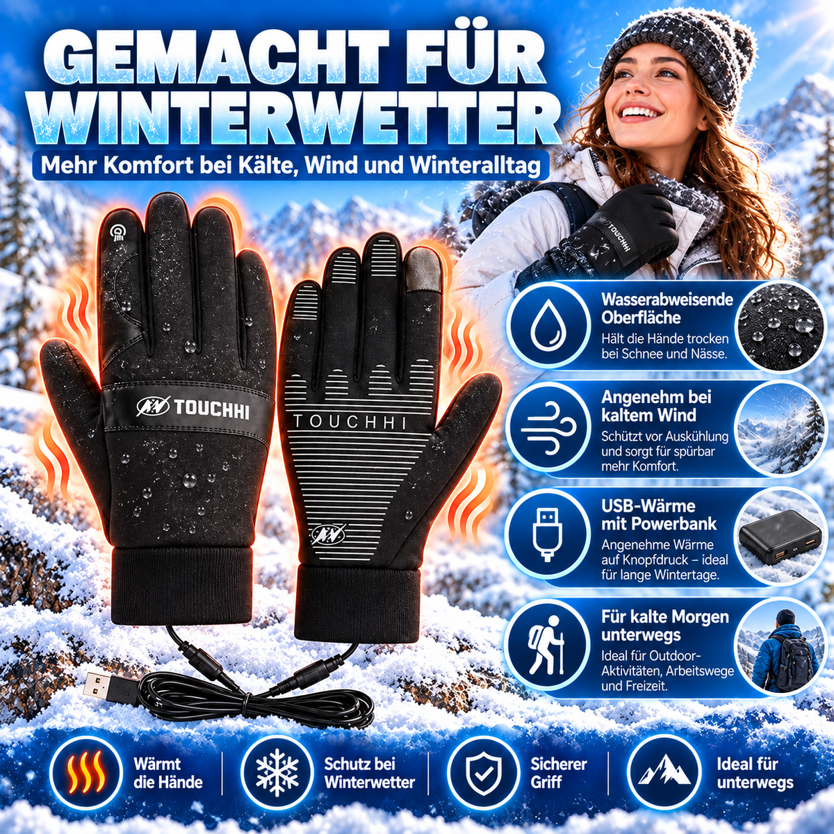 🎁Winter Outdoor Warm Electric Heated Gloves