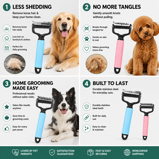 ✨HOT SALE: Only £16.99🔥Dual-Sided Pet Grooming Comb for Dogs & Cats