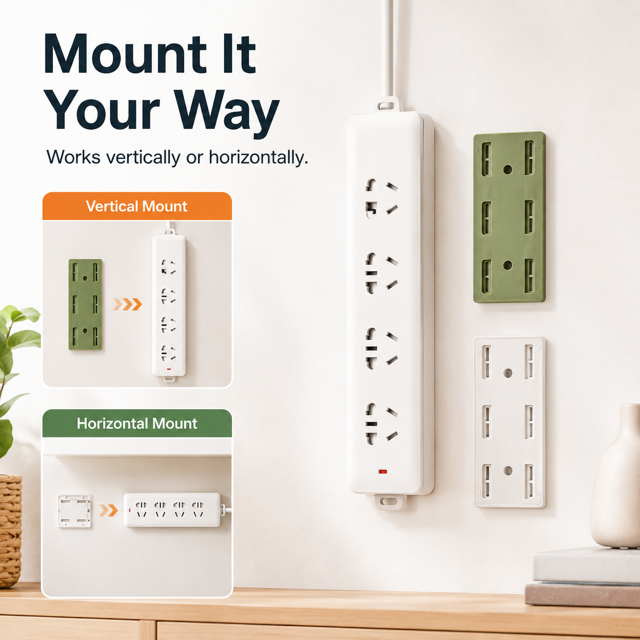 🔥 50% OFF Self-Adhesive Power Strip Holder 🔌 Keep Cords Off the Floor & Desk