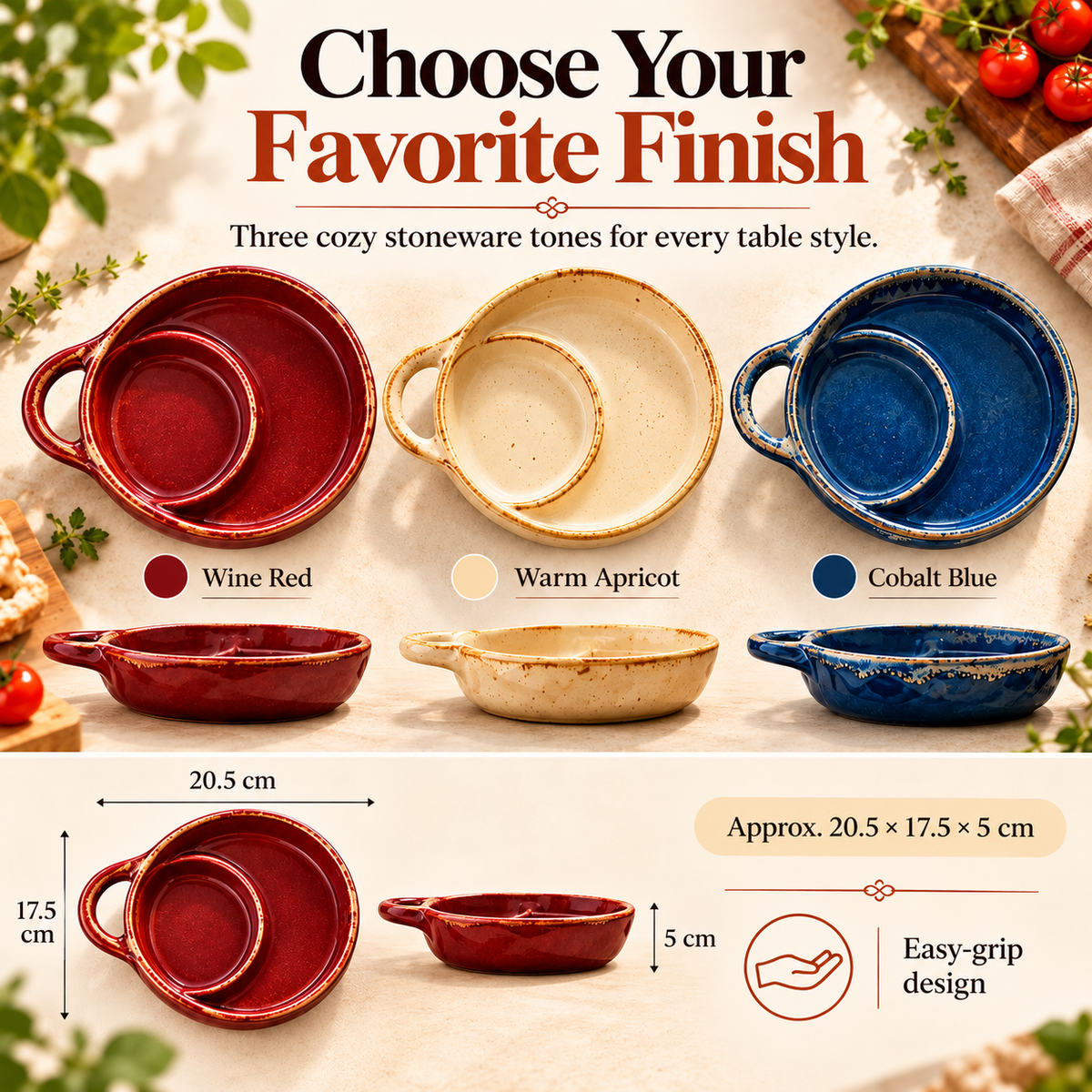 🏺Retro Ceramic Divided Baking Dish with Single Handle