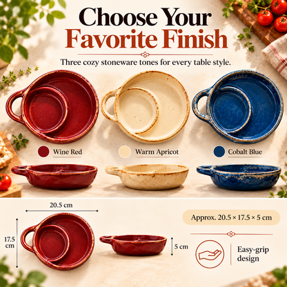 🏺Retro Ceramic Divided Baking Dish with Single Handle