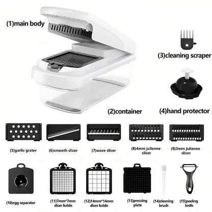 🥕🥕15-in-1 Vegetable Chopper | Multifunctional Food Cutter with Container