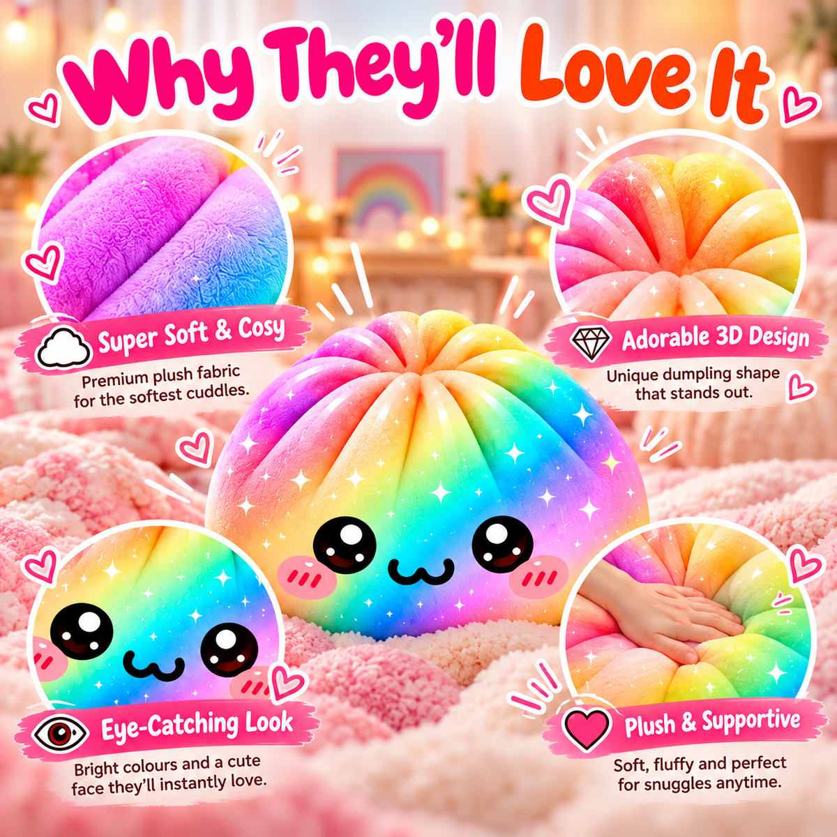 🧸Personalised 3D Dumpling Pillows – A Unique Gift for Kids