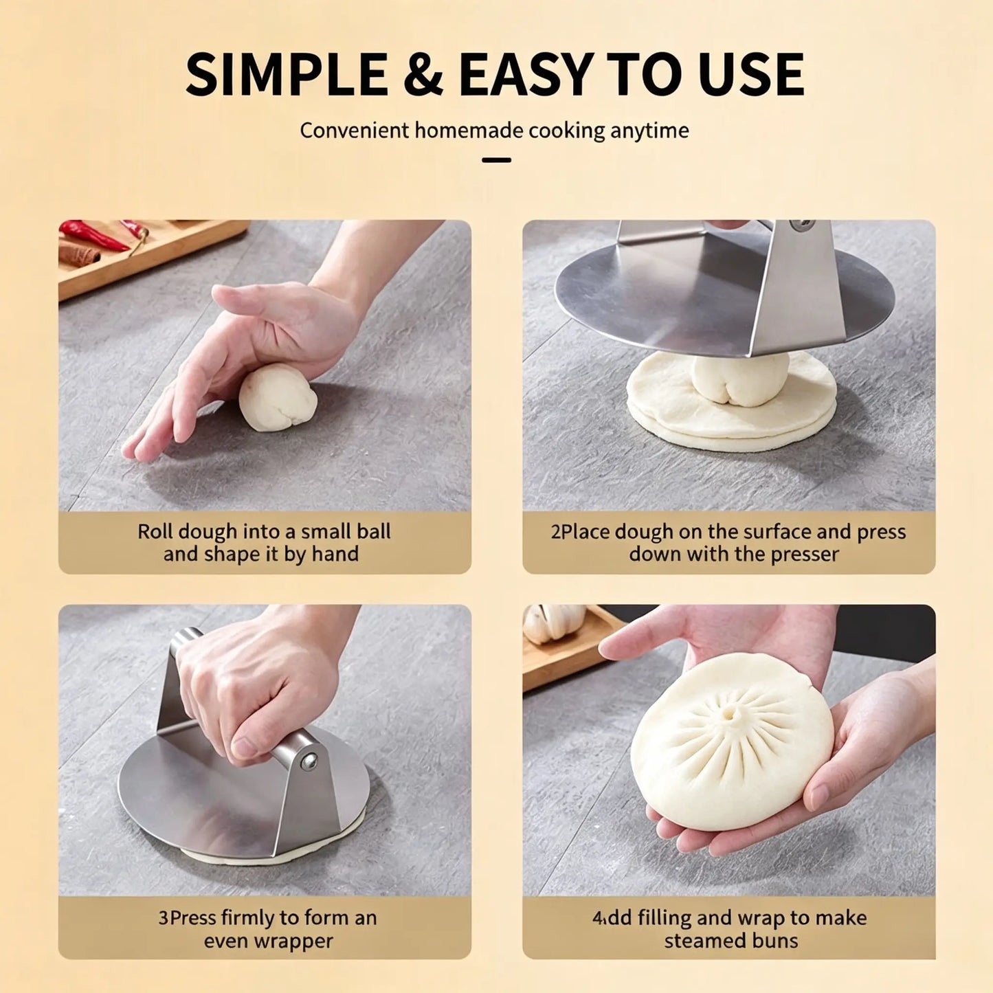 ✨ 50% OFF Burger & Dough Press 🍔 Stainless Steel Burger Press 4.72" Round Smash Burger Press‑ Pro Non‑Stick Burger Smasher 🍔