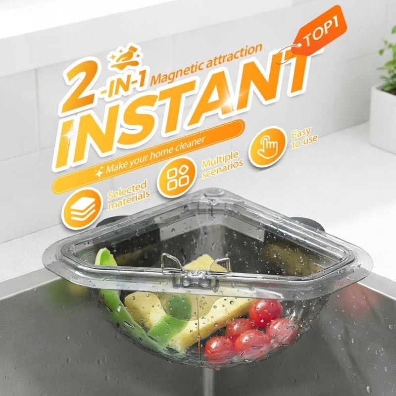 🧺🔄Magnetic Sink Drain Basket🖐️ No-Touch Sink Strainer – Press, tip & keep your hands clean. 🧲 Magnetic, 📐 space-saving & 🧺 mess-free.