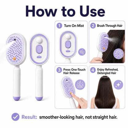 💖Scalp Massager Comb 💆‍♀️ – Self-Cleaning 🧼, Tangle-Free ✂️ & Frizz-Control Hair Brush with Soothing Mist Spray 💨✨ | Perfect for Dry, Brittle Hair 💧🌟