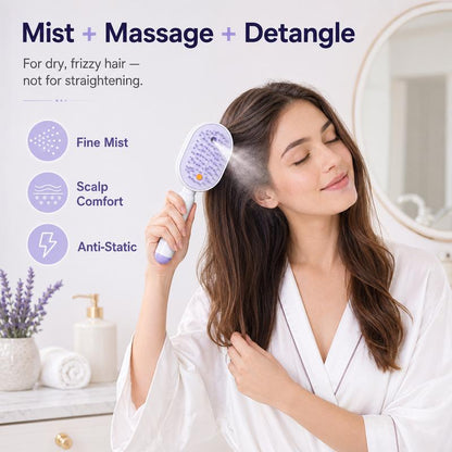 💖Scalp Massager Comb 💆‍♀️ – Self-Cleaning 🧼, Tangle-Free ✂️ & Frizz-Control Hair Brush with Soothing Mist Spray 💨✨ | Perfect for Dry, Brittle Hair 💧🌟