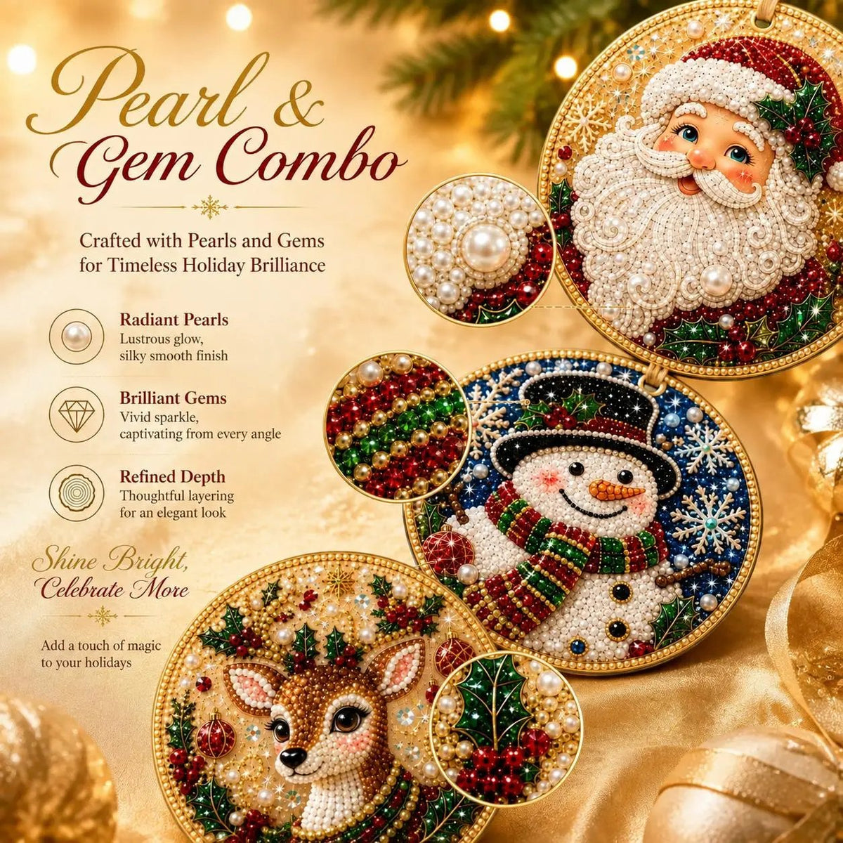 🎅🎄Christmas DIY Diamond Painting Ornaments Kit – Xmas Tree Hanging Craft Decoration✨🎁