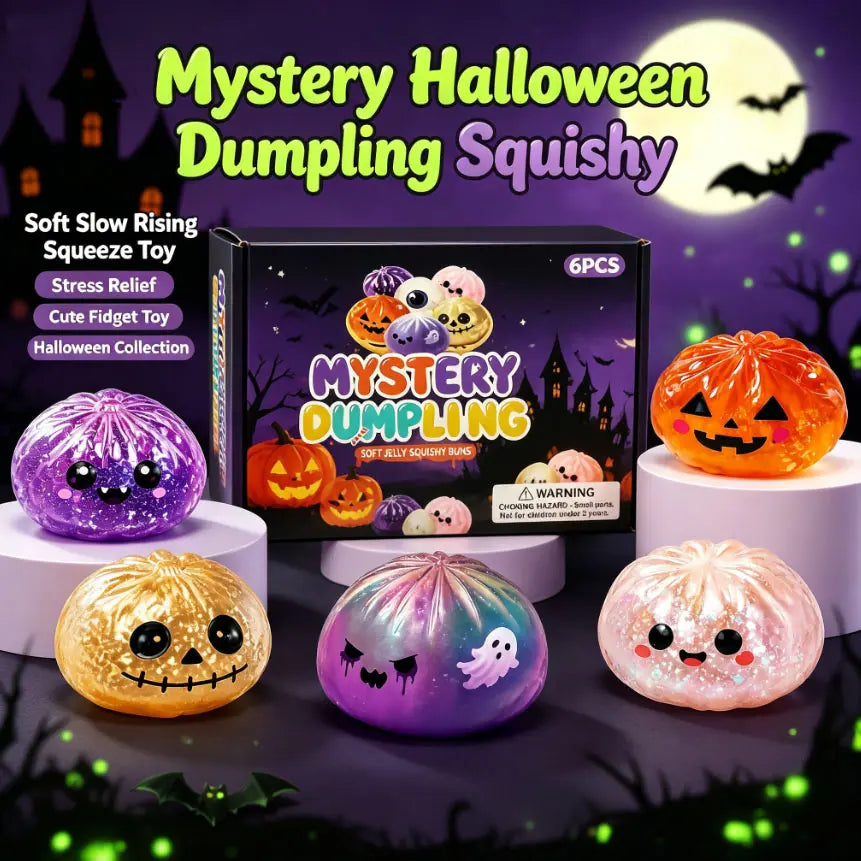 Halloween Ghost Dumpling Glitter Squeeze Toy Set, Spooky Stress Relief Squishy Fidget Toys, Portable Hand Decompression Toy, Halloween Party Favors Trick Treat Bag Fillers Holiday Gifts