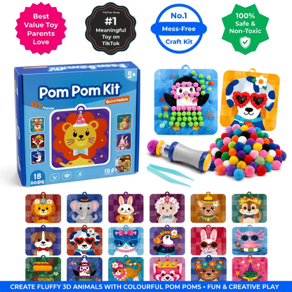 Pom Pom Kit – create soft 3D animals with fluffy pom poms, without any mess! (Ages 5+)