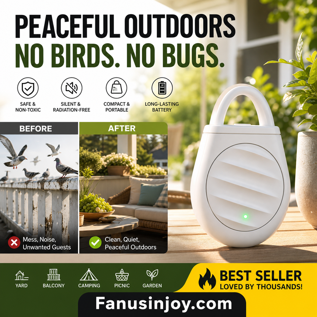 🏆 Last Day Special Price £16.99 ! 🐦Buy 2 Get 1 Free🎁No more trouble from birds, beasts and locusts！Portable Ultrasonic Bird Repellent Keychain