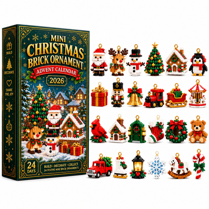 ⏳ Last day to save 49% – 🎄 24-Day Mini Christmas Ornament Advent Calendar | 24 unique festive buildable designs with hanging loops—perfect for decorating Christmas trees, wreaths, and holiday displays 🧱