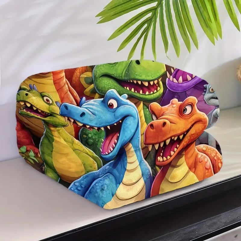 🦖🛏️Cute Smiling Dinosaurs HD Digital Print Flannel