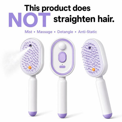 💖Scalp Massager Comb 💆‍♀️ – Self-Cleaning 🧼, Tangle-Free ✂️ & Frizz-Control Hair Brush with Soothing Mist Spray 💨✨ | Perfect for Dry, Brittle Hair 💧🌟