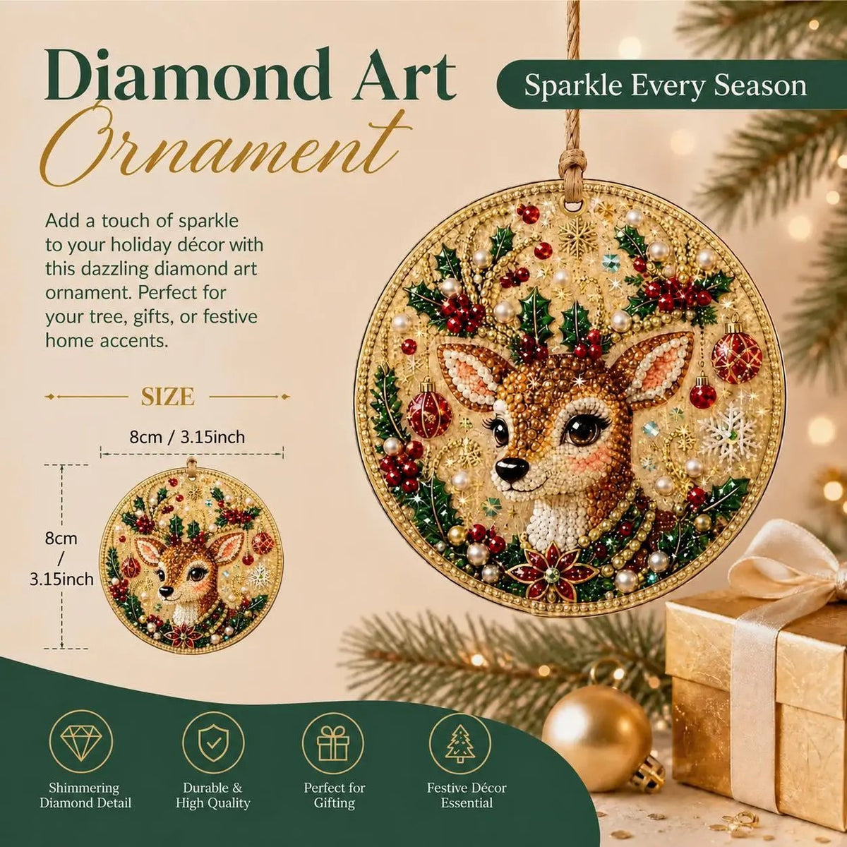 🎅🎄Christmas DIY Diamond Painting Ornaments Kit – Xmas Tree Hanging Craft Decoration✨🎁