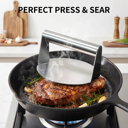 ✨ 50% OFF Burger & Dough Press 🍔 Stainless Steel Burger Press 4.72" Round Smash Burger Press‑ Pro Non‑Stick Burger Smasher 🍔
